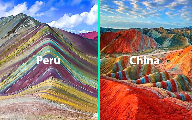 Rainbow Mountain China vs Peru