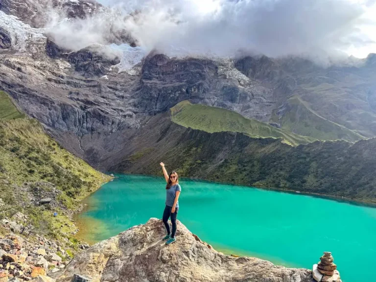 Salkantay Trek 5 days - Day 1 Humantay Lake turquoise water Andes Peru